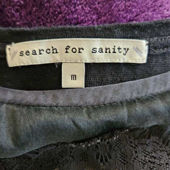 Search For Sanity Sleeveless 100% Silk and Lace Top Off-White and Black - Picture 3 of 4